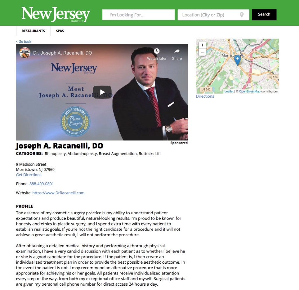 New Jersey Monthly An Exclusive List of Elite Plastic Surgeons 2020