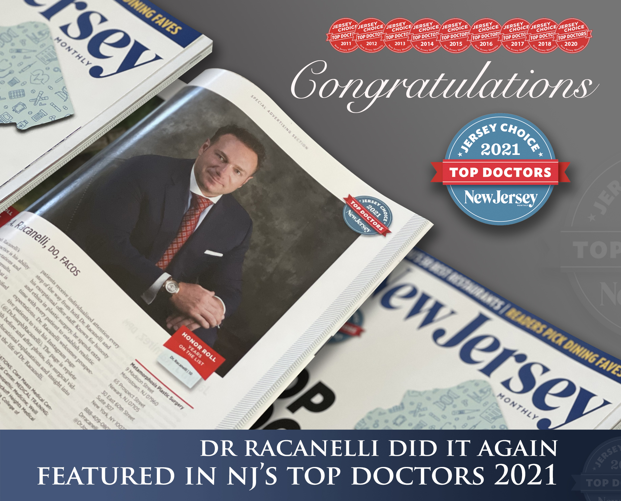 Featured once again in New Jersey Monthly Top Dr 2021